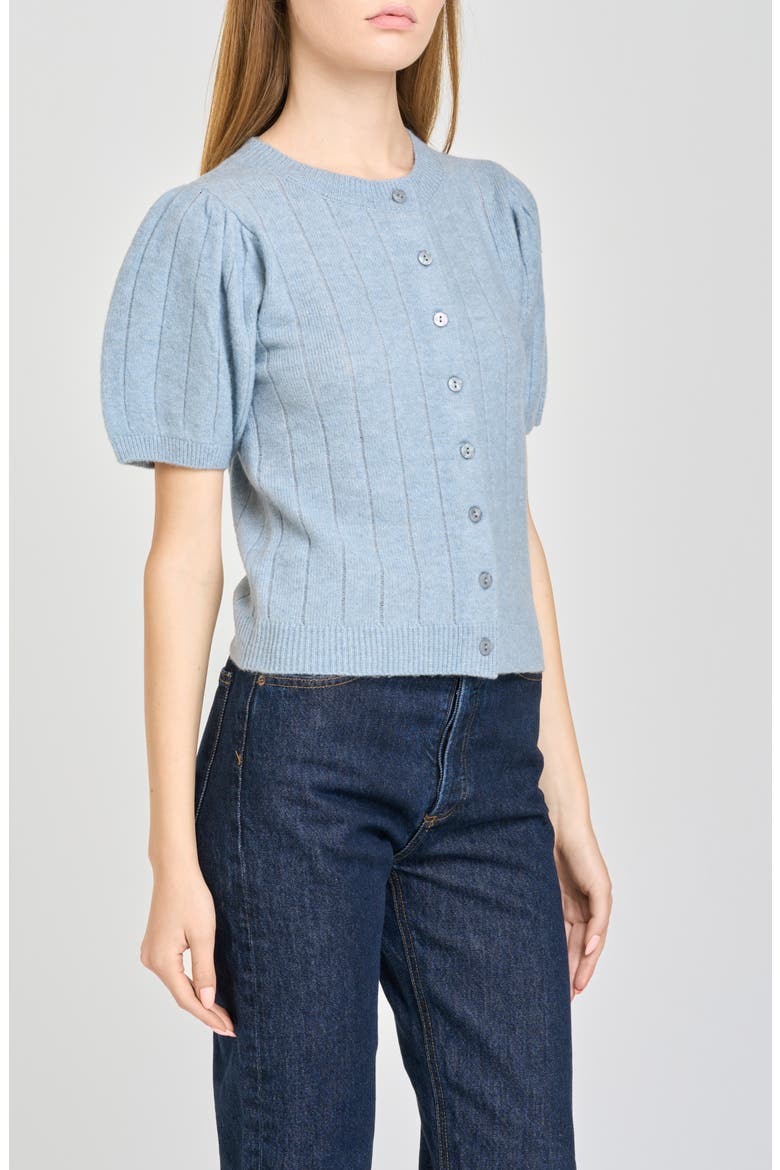 Bridget Puff Sleeve Cardigan, Alternate, color, SLATE