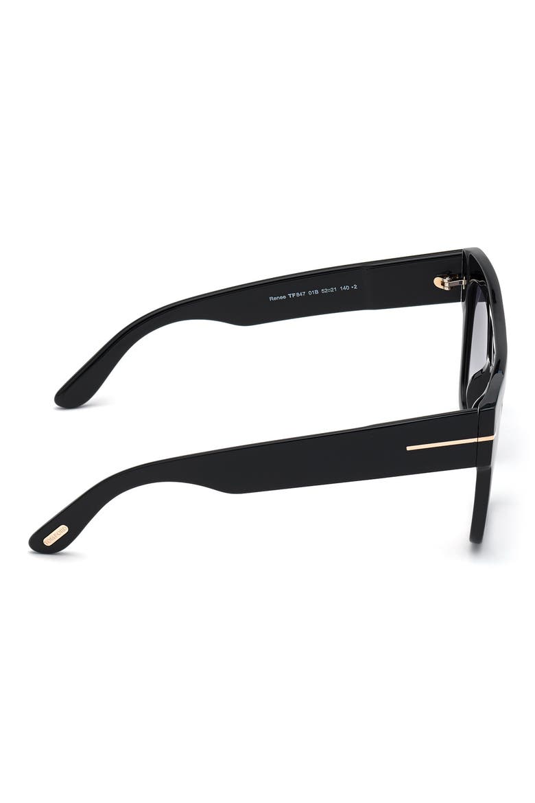 Renee 52mm Gradient Flat Top Square Glasses, Alternate, color, SHINY BLACK / GRADIENT SMOKE