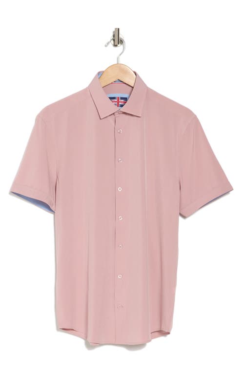 Soul Of London Microfiber Stretch Short Sleeve Button-down Shirt In Pink