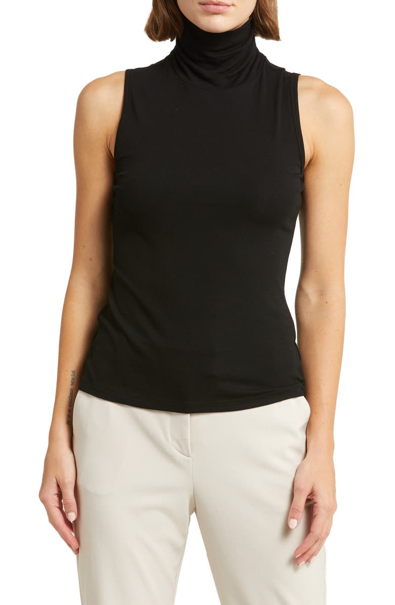 Theory Wendel Sleeveless Turtleneck Top, Alternate, color, Blk