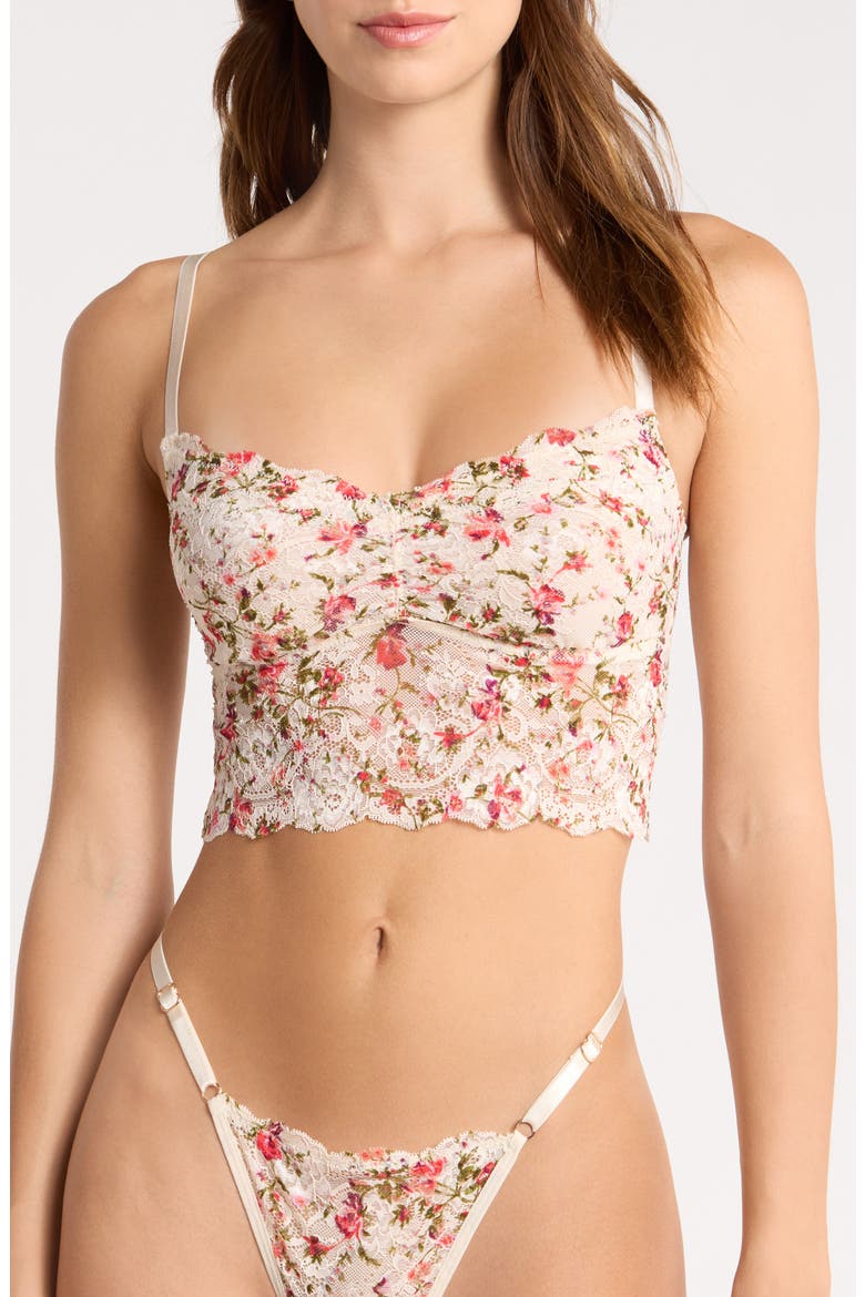 Floral Lace Longline Bralette, Main, color, FIELD FLORAL