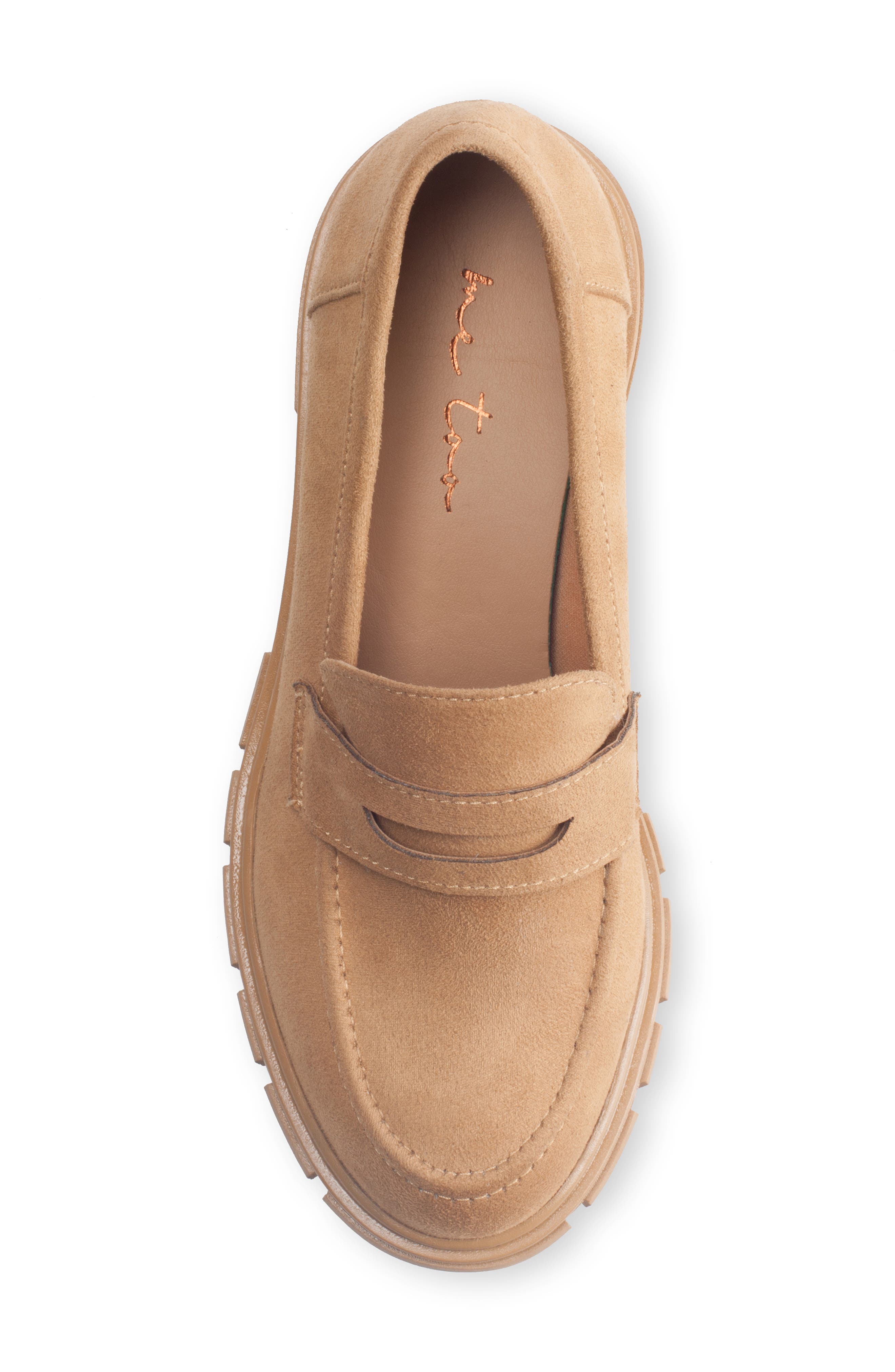 Blaze Lug Sole Penny Loafer, Alternate, color, TAN MICROSUEDE