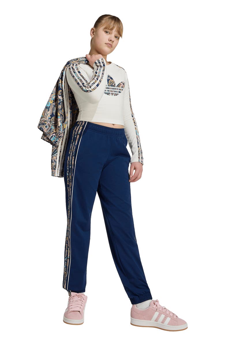 adidas Kids' x Liberty London Paisley Parade Loose Track Pants, Alternate, color, Night Indigo