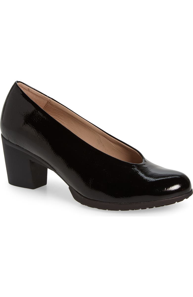 Wonders Almond Toe Pump, Main, color, Lack Black