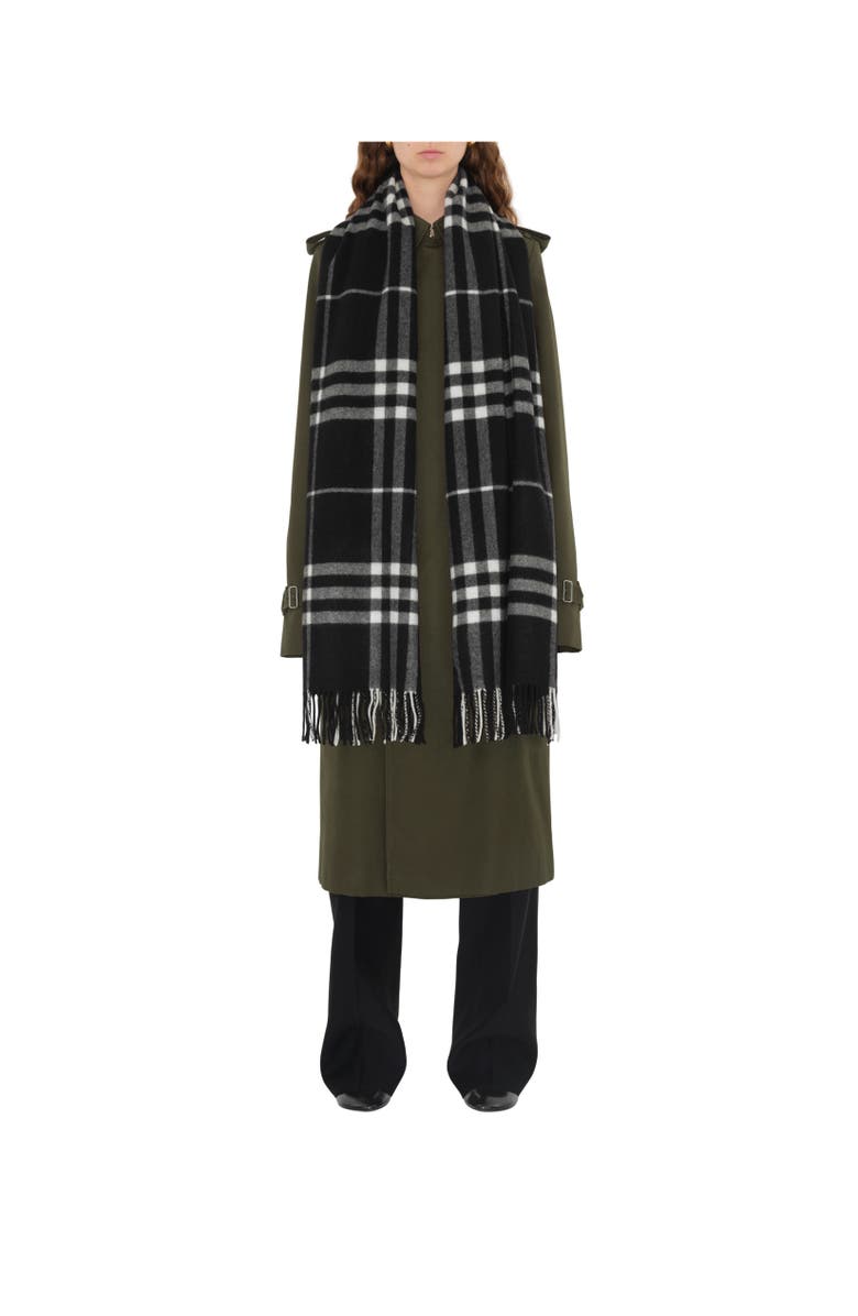 Burberry Wide Check Cashmere Scarf, Alternate, color, Black/Calico