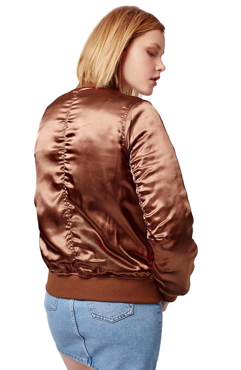 Topshop 'MA1' Shiny Bomber Jacket, Alternate, color, 