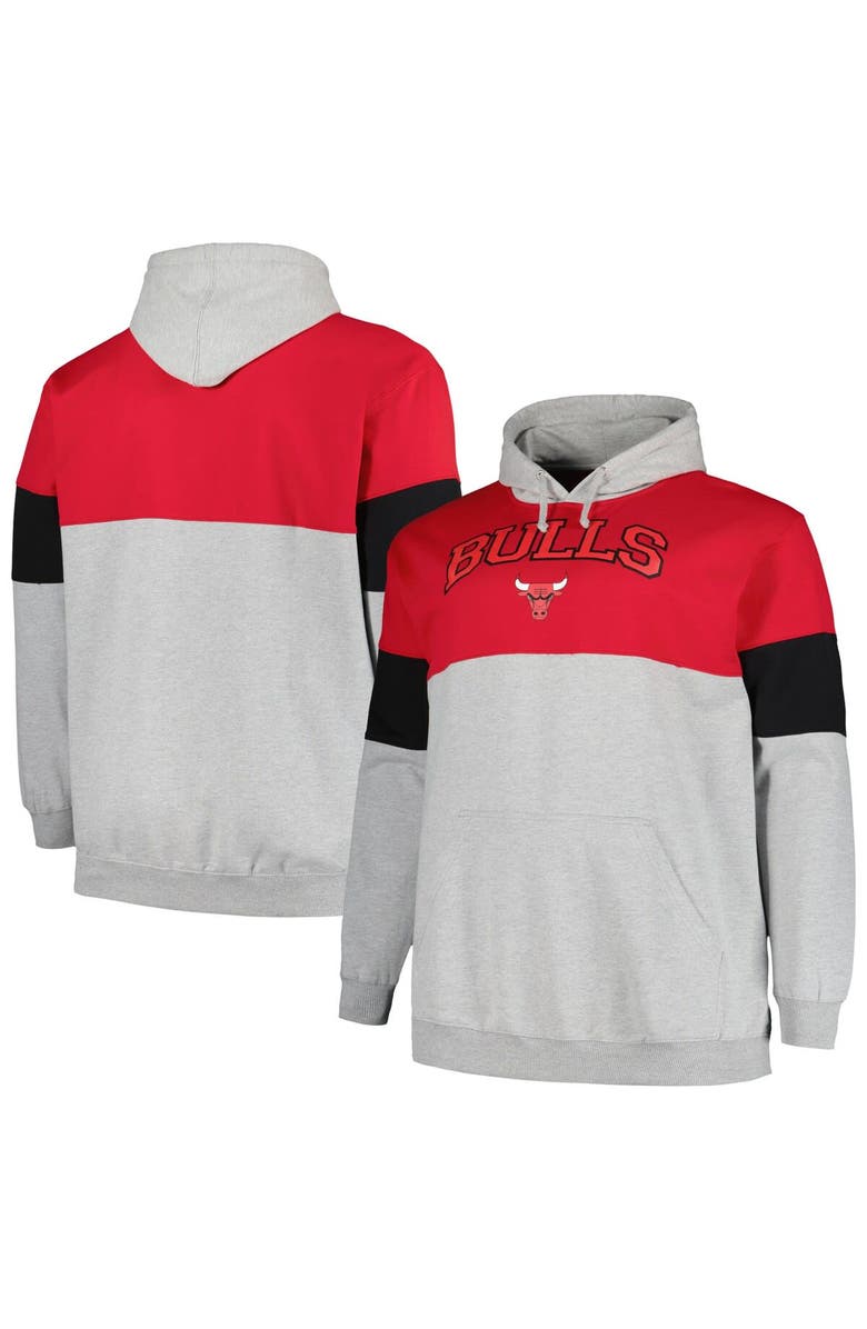 FANATICS Men's Fanatics Branded Red/Black Chicago Bulls Big & Tall Pullover Hoodie, Main, color, Red