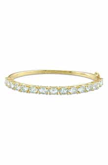 DELMAR Gold-Tone Oval Aquamarine Bangle Bracelet