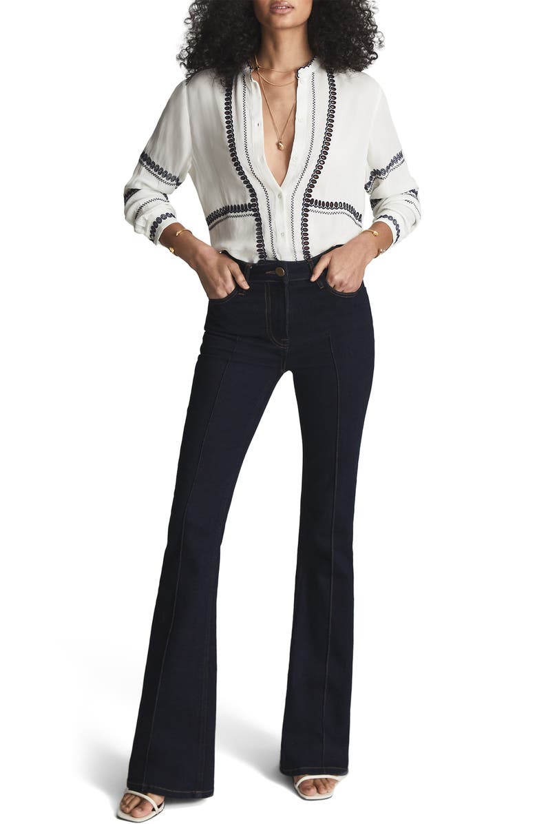 Reiss Siri Embroidered Detail Long Sleeve Blouse, Alternate, color,