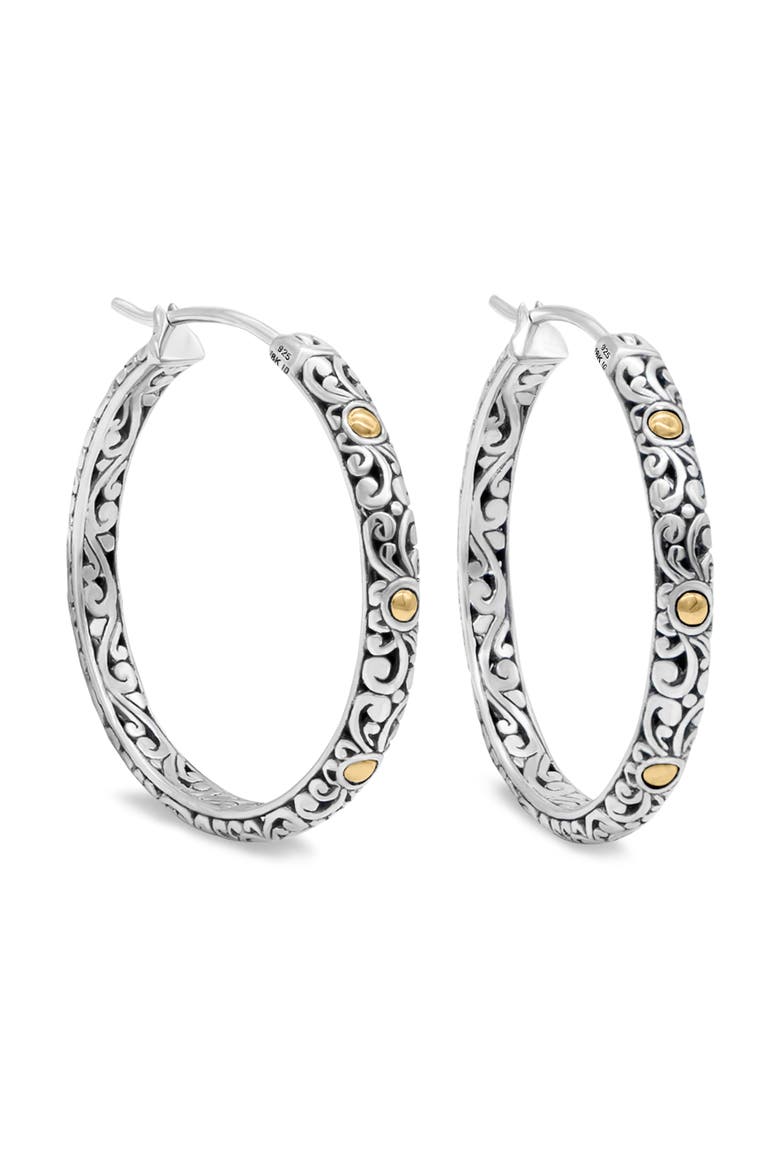 35mm Filigree Hoop Earrings in Sterling Silver and 18K Gold, Main, color, Silver