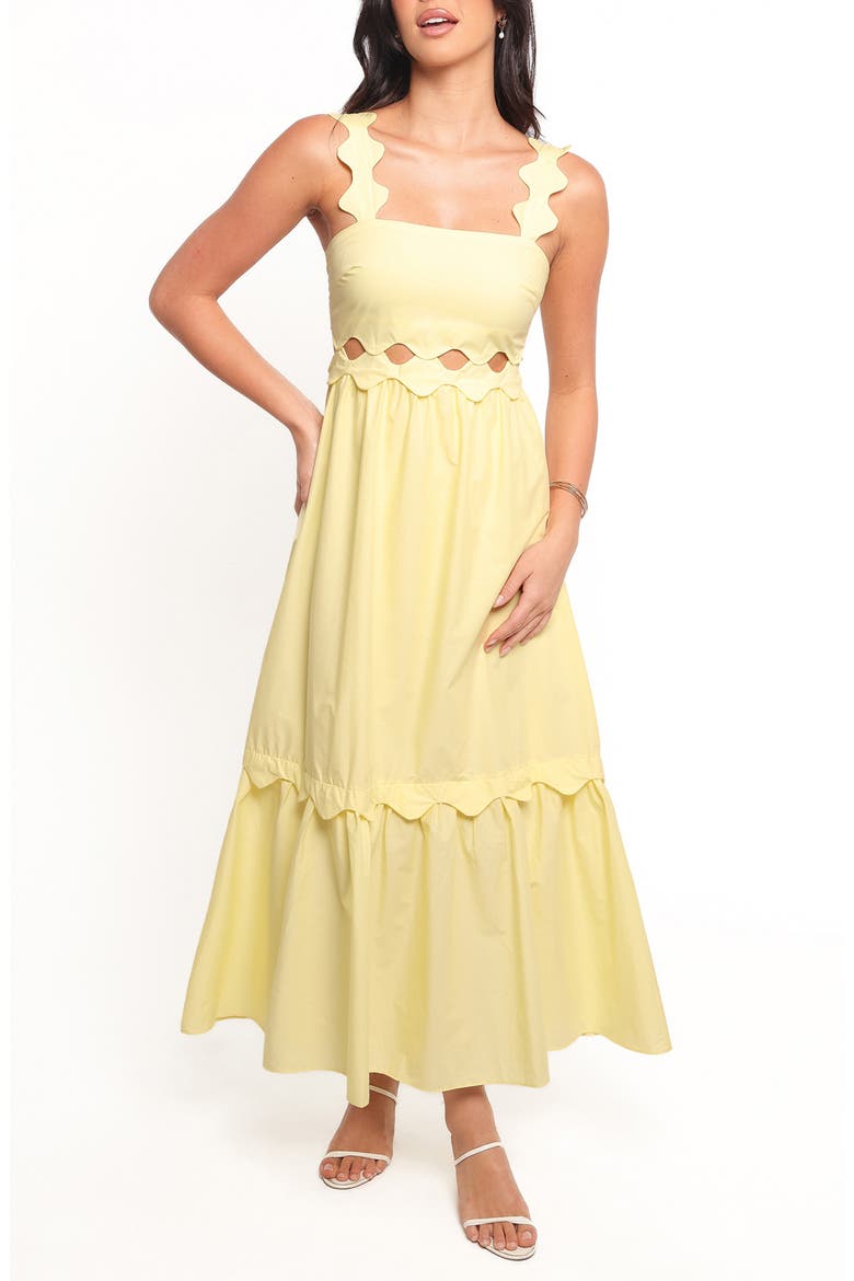 Dixie Scalloped Cutout Cotton Maxi Dress, Main, color, YELLOW