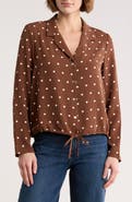 MELLODAY Long Sleeve Drawstring Hem Button-Up Shirt