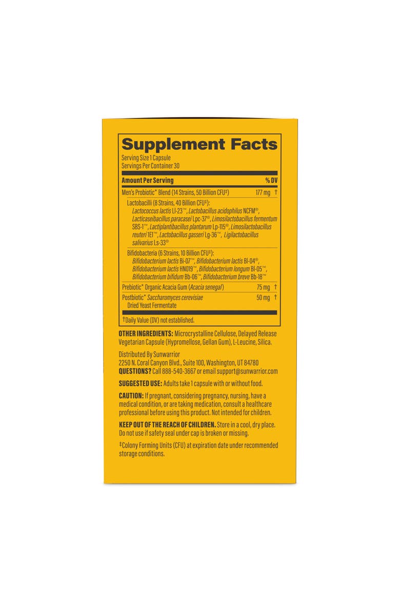 Active Performance Men's Probiotic Capsules, 50 Billion CFU, 30ct Bottle, Alternate, color, No Color
