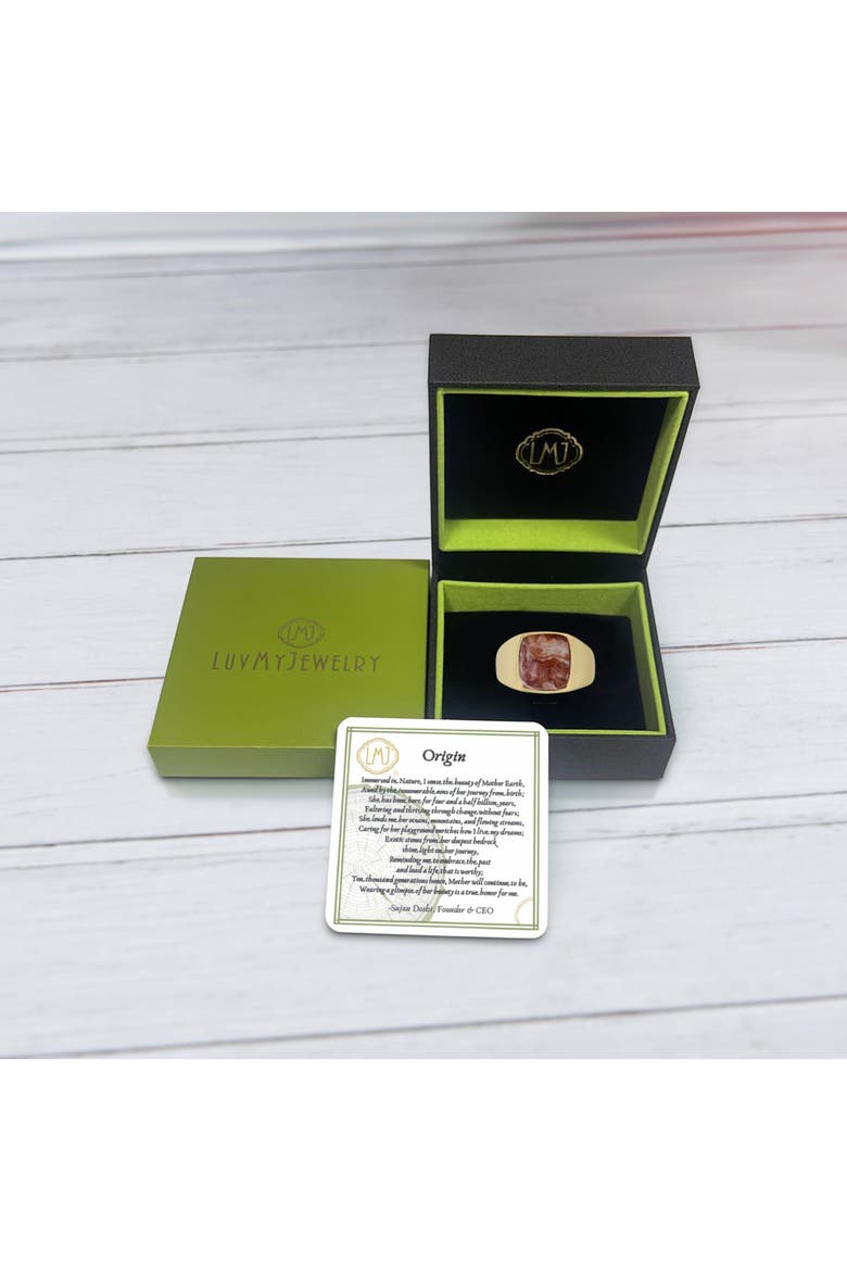 Red Lace Agate Iconic Sterling Silver Men Signet Ring, Alternate, color, 14KT Gold Vermeil on Sterling