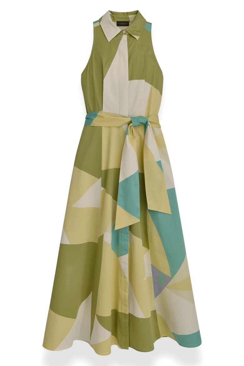 Abstract Print Sleeveless Stretch Cotton Maxi Shirtdress, Alternate, color, KIWI MULTI