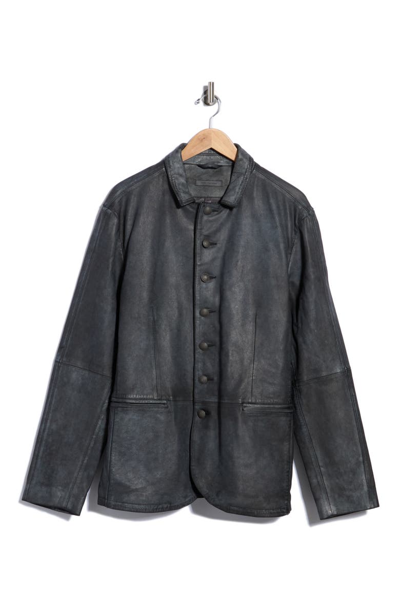 Ward Suede Multi Button Leather Jacket, Main, color, DEEP CHARCOAL