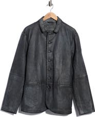 John Varvatos Ward Suede Multi Button Leather Jacket