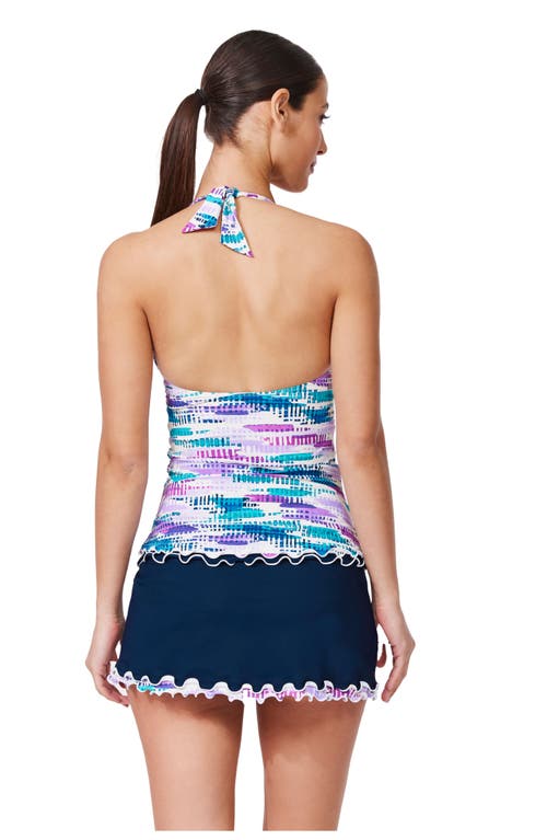 Gottex Canva Tricolore Halter Tankini Top In Blue