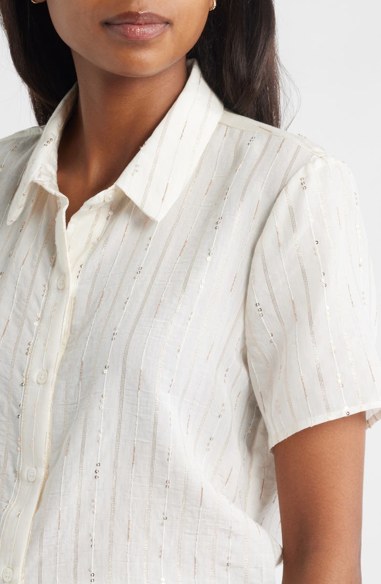 Vince Camuto Beaded Button-Up Shirt, Alternate, color, New Ivory