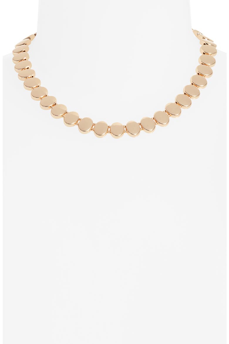 Domed Metal Collar Necklace, Alternate, color, GOLD