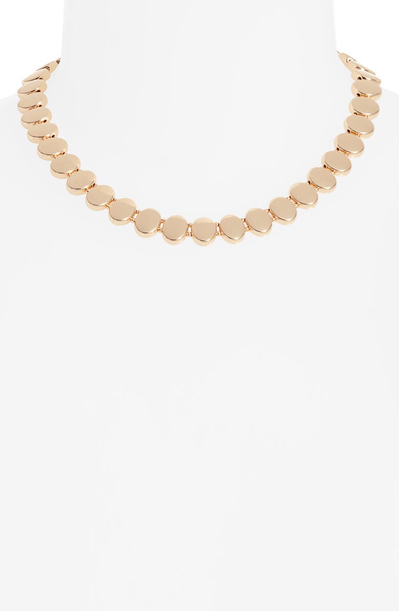Open Edit Domed Metal Collar Necklace, Alternate, color, Gold