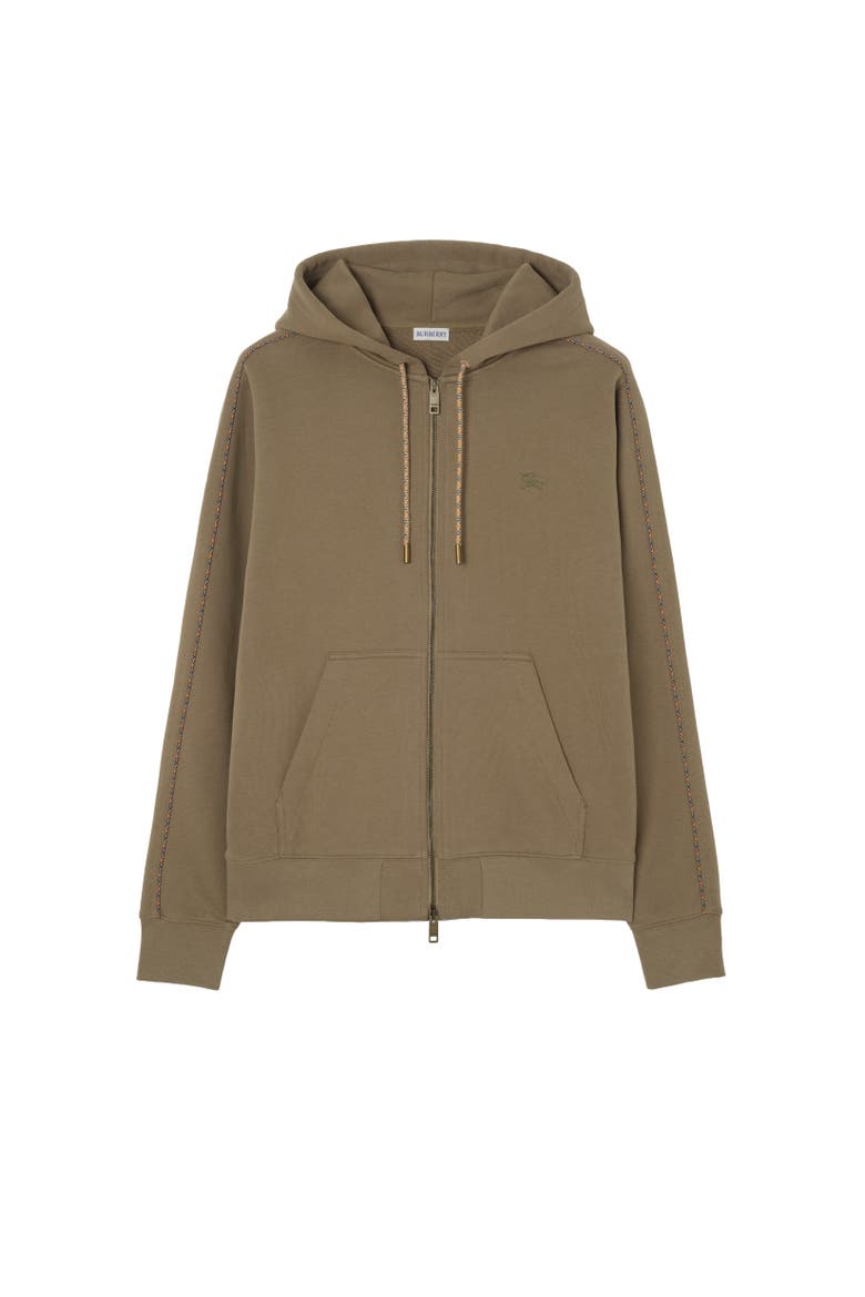 Check Piping Cotton Zip Hoodie, Alternate, color, Finch brown