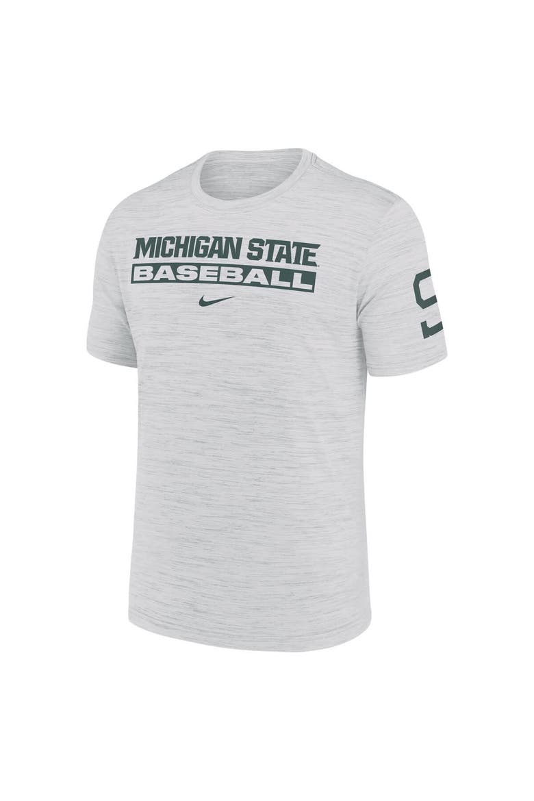 Men's Nike Ash Michigan State Spartans Velocity Baseball Wordmark Stack Performance T-Shirt, Alternate, color, Ash