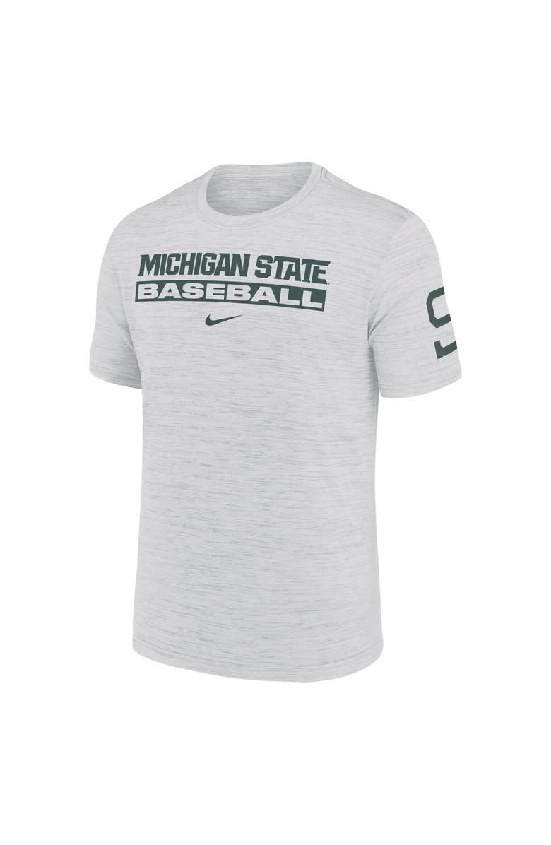 Nike Men's Nike Ash Michigan State Spartans Velocity Baseball Wordmark Stack Performance T-Shirt, Alternate, color, Ash