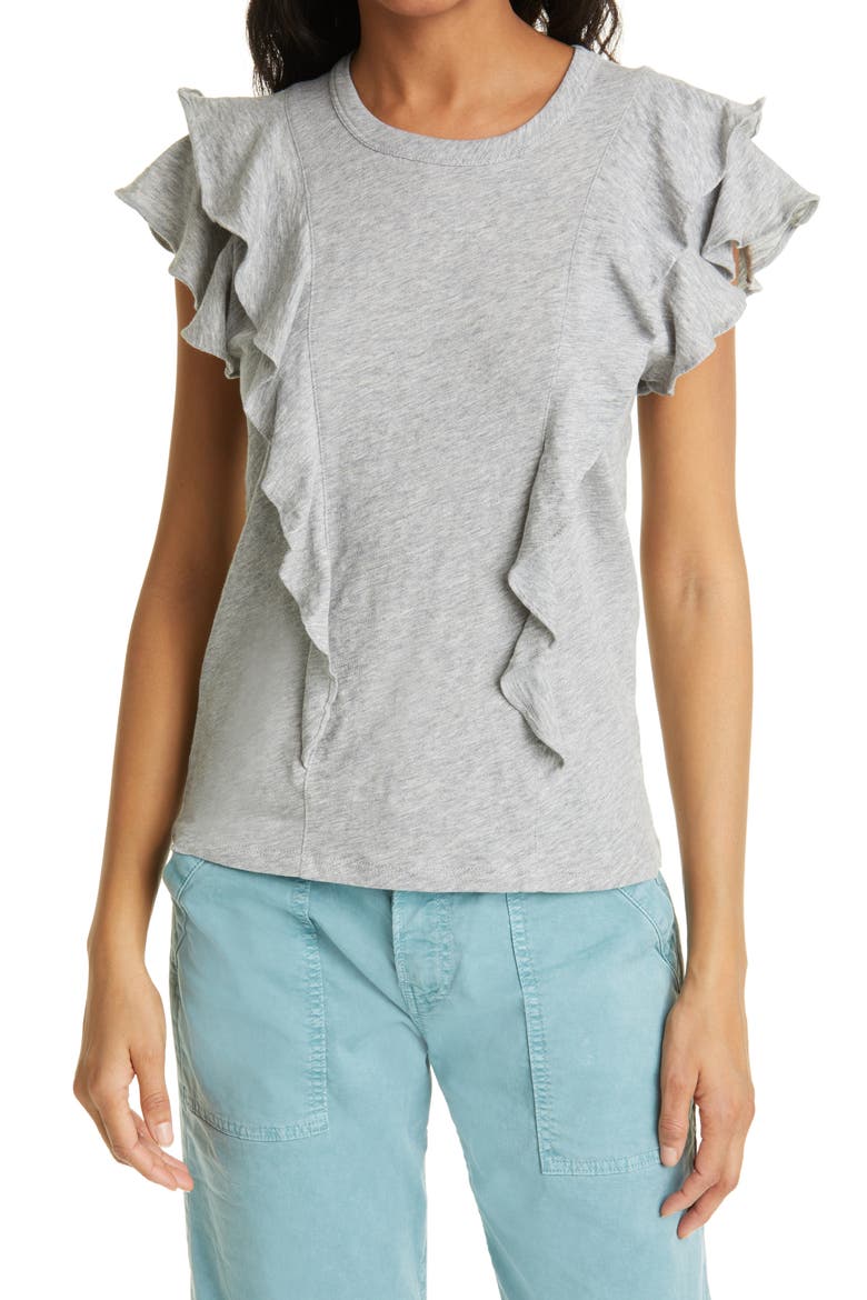 Bea Ruffle T-Shirt, Main, color, HEATHER GREY