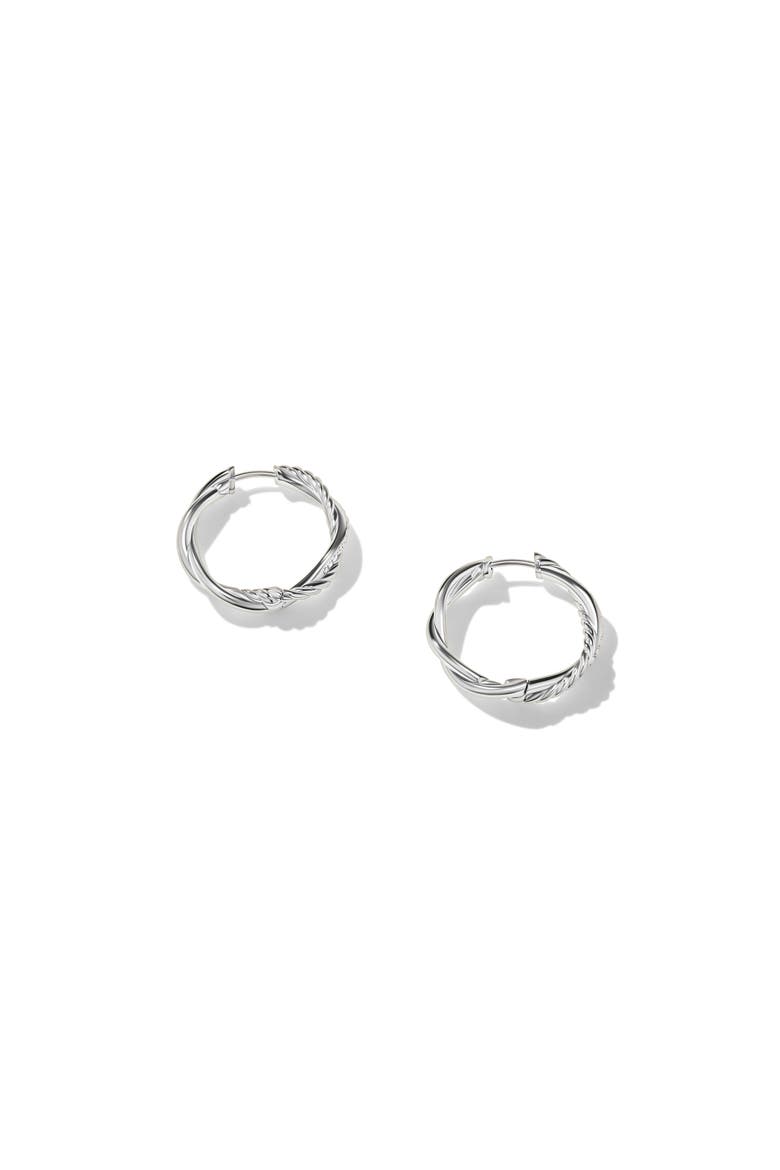 Petite Infinity Hoop Earrings in Sterling Silver with Pavé Diamonds, Alternate, color, STERLING SILVER