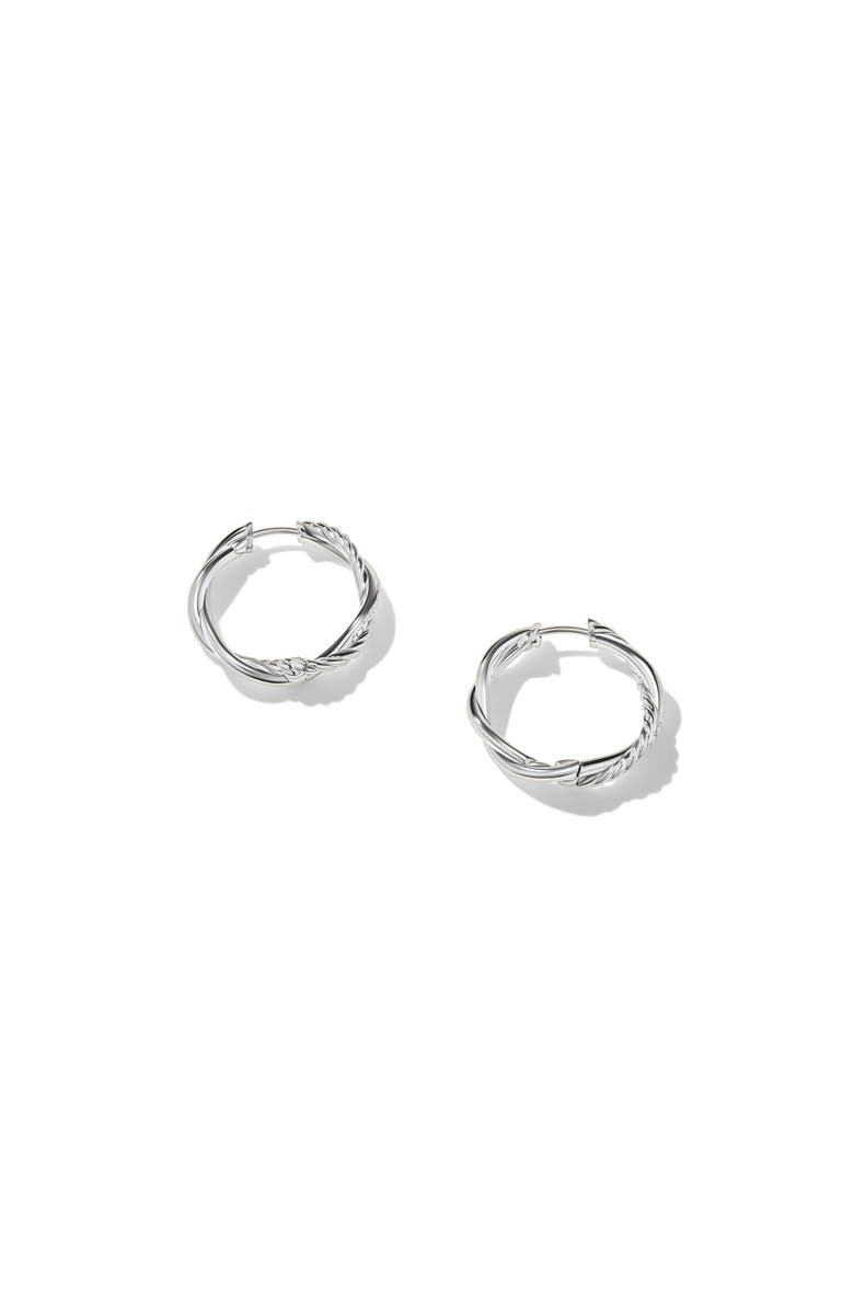 David Yurman Petite Infinity Hoop Earrings in Sterling Silver with Pavé Diamonds, Alternate, color, Sterling Silver