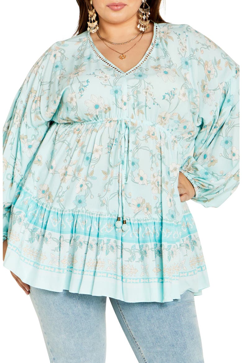 Spirited Floral Print Tunic Top, Main, color, SEAFOAM SPIRITED FL