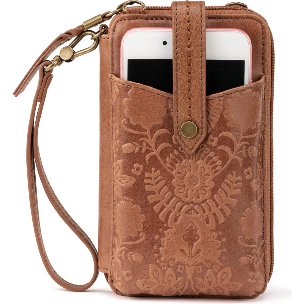 The Sak Silverlake N/s Smartphone Crossbody In Tobacco Floral Emboss