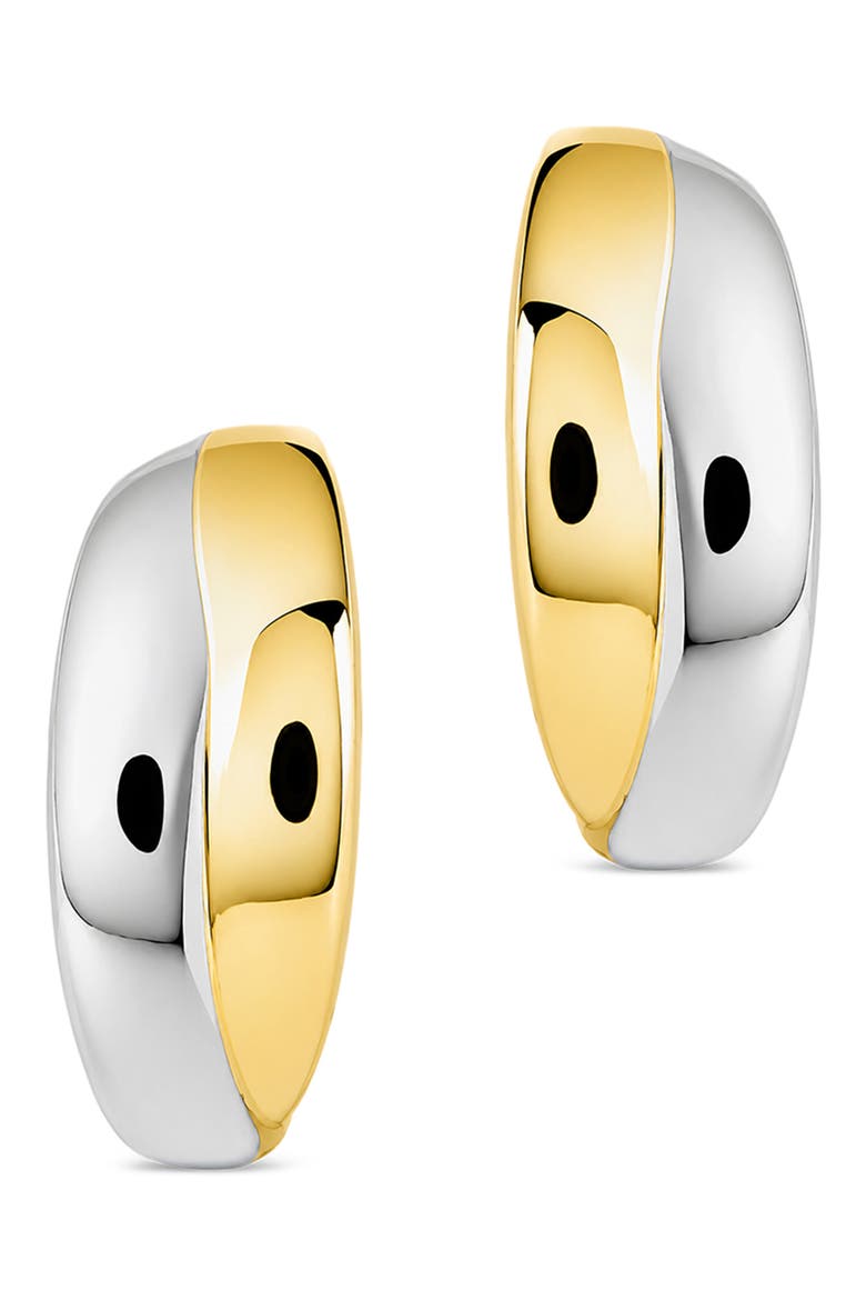 Gretchen Two-Tone Huggie Hoop Earrings, Alternate, color, DUAL TONE