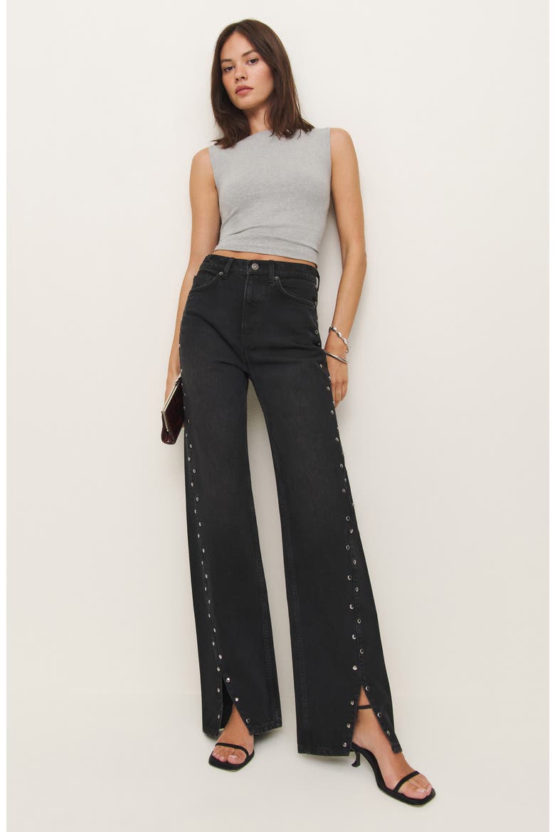 Cary Studded High Waist Slouchy Wide Leg Jeans, Alternate, color, VANA STUDDED