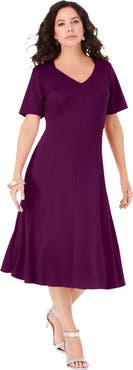 Roaman's Ponte Flared Dress