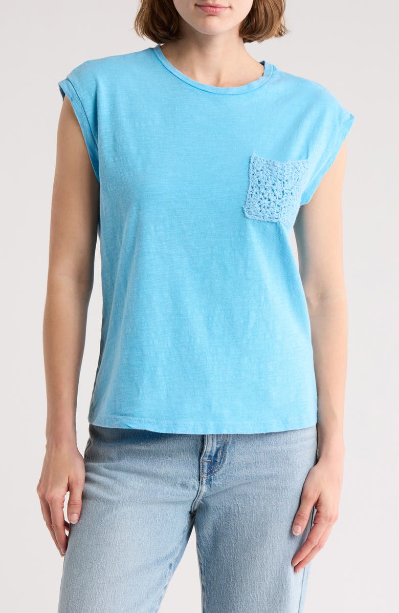 Design History Crochet Pocket Muscle Tank, Main, color,