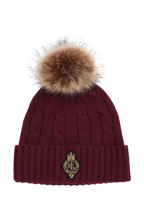 Lauren Ralplh Lauren Cable Crest Patch Hat In Burgundy
