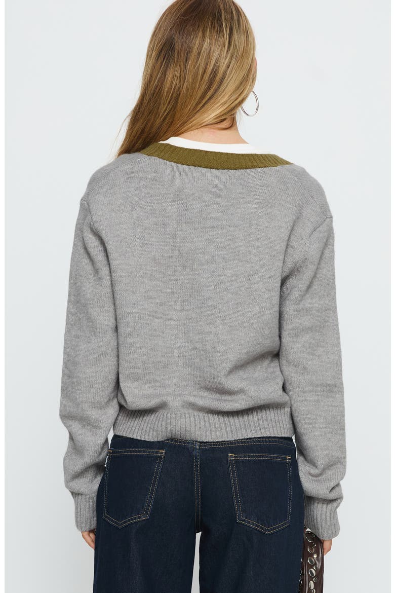 Atira Contrast Knit Cardigan, Alternate, color, GREY