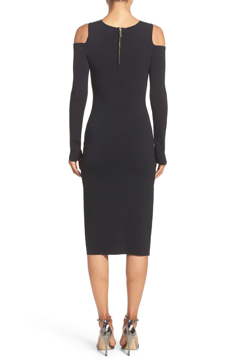 Cold Shoulder Knit Body-Con Dress, Main, color, BLACK