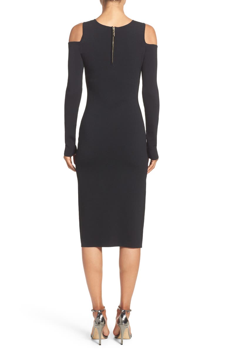 Eliza J Cold Shoulder Knit Body-Con Dress, Main, color, 