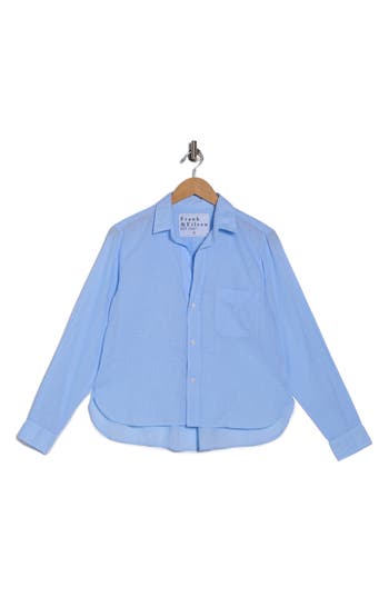 Frank & Eileen Silvio Untuckable Cotton Button-up Shirt In Blue