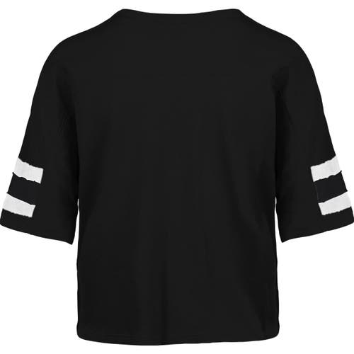 47 Brand '47 Black Philadelphia Eagles Premier Scout Cropped V-neck T-shirt In Black