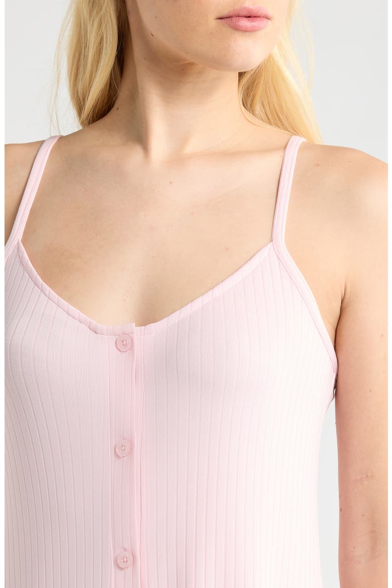 Rib Button Front Chemise, Alternate, color, ICY PINK