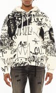 Cult of Individuality Scribbled Graphic Zip Hoodie