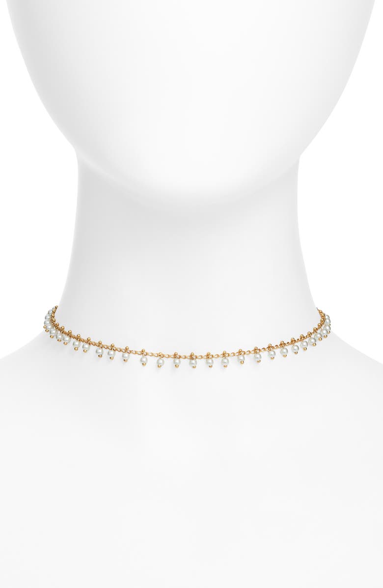 VIDAKUSH Faux Pearl Cluster Choker, Main, color, Gold