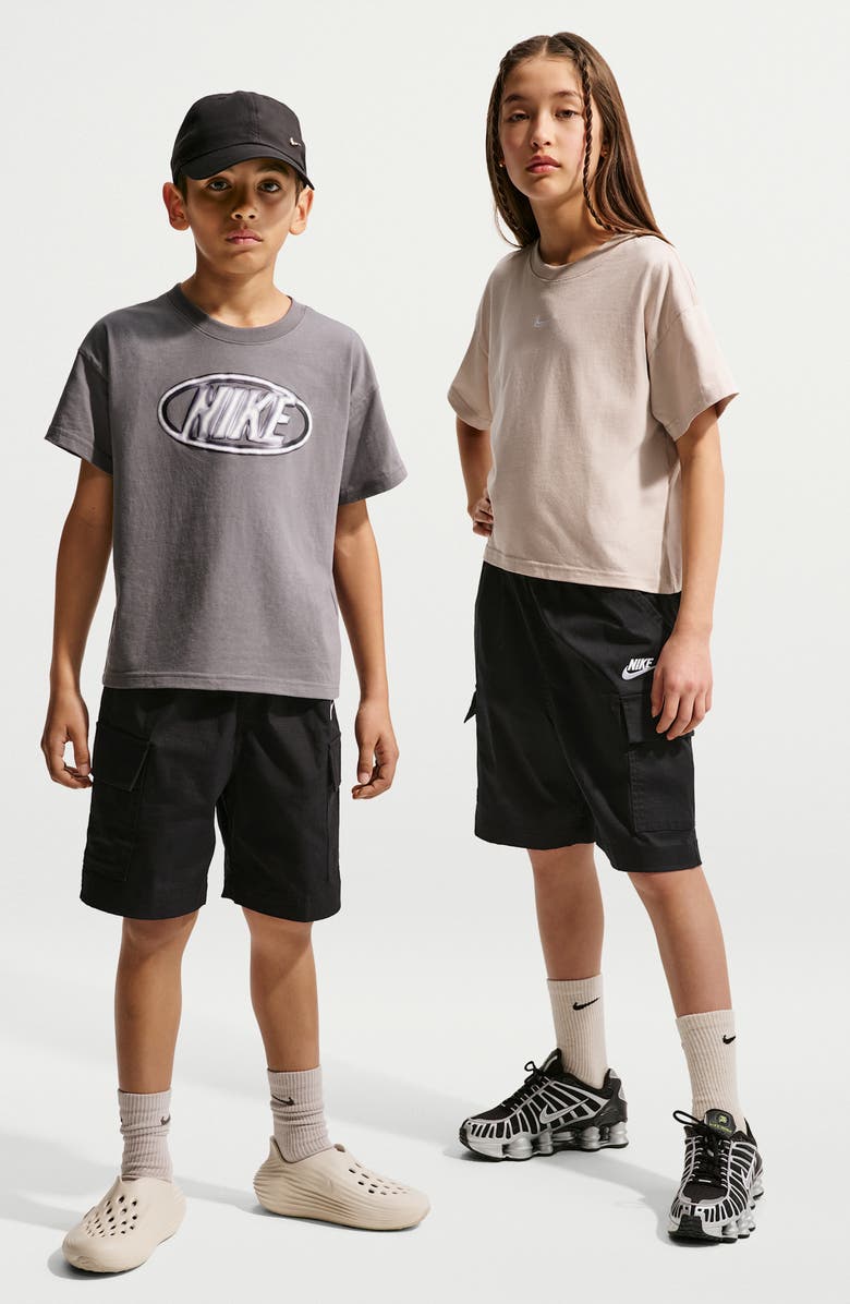 Nike Kids' Sportswear Club Woven Cargo Shorts, Alternate, color, Black/ White