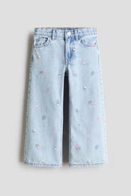 H&M Motif-detail Wide Leg Jeans