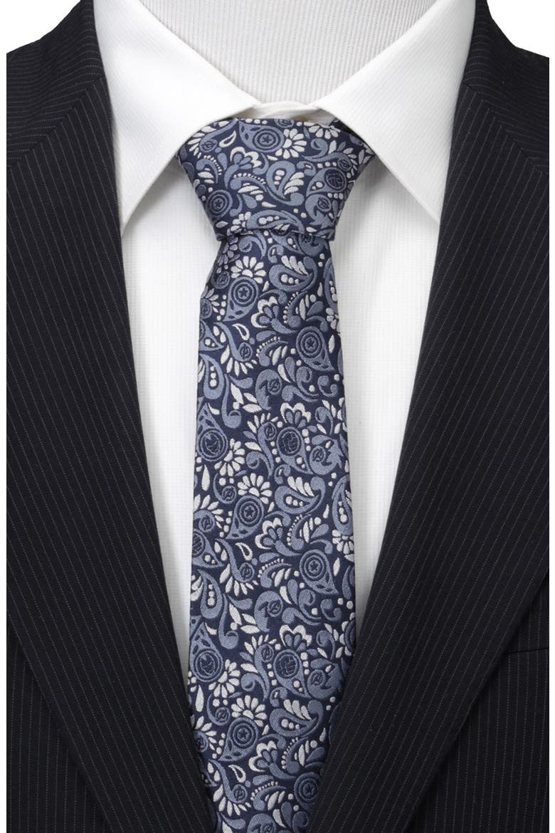 x Marvel Avengers Paisley Silk Tie, Alternate, color, NAVY