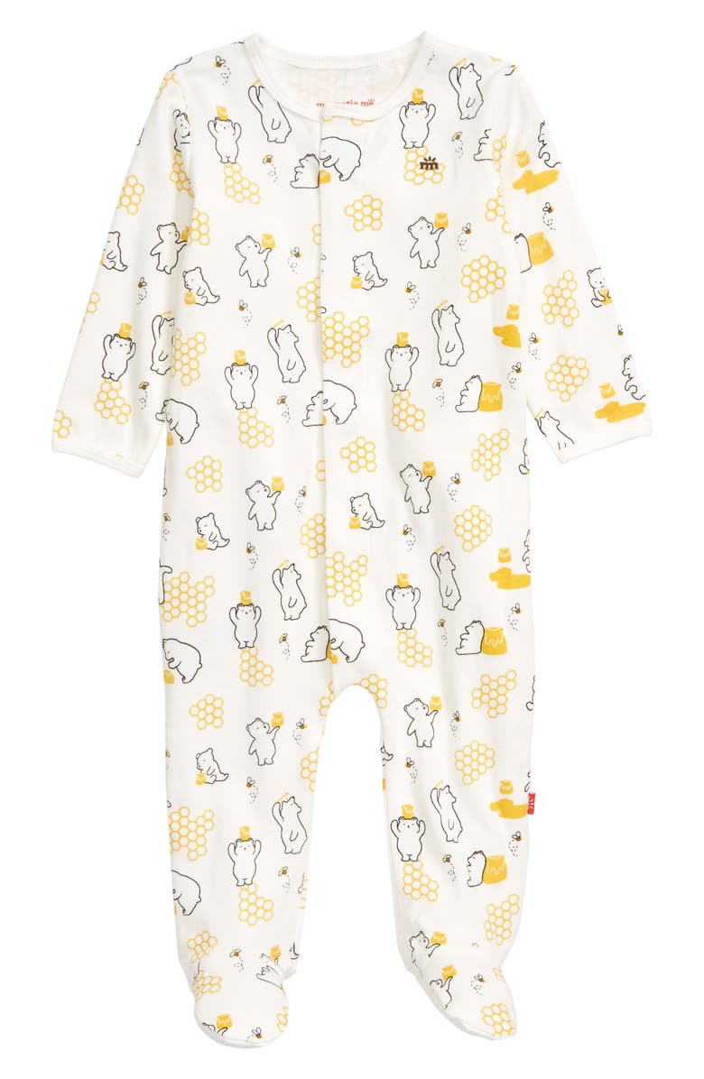 Magnetic Me Honey Bee Mine Organic Cotton Footie, Main, color, 